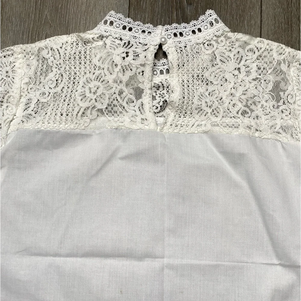 Shein White Blouse Size Large - Picture 4 of 16